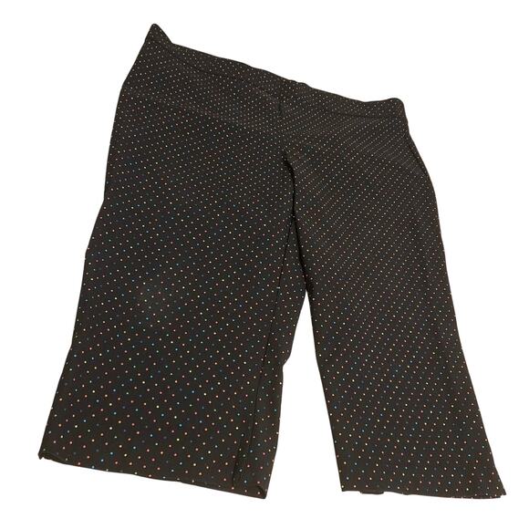 NEW Avenue Super Stretch Pull-On Capri Multicolor Polka Dots Plus Size 26 Black - Picture 1 of 8